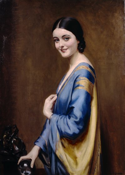 Vestido azul y dorado (óleo sobre lienzo) de Albert Henry Collings