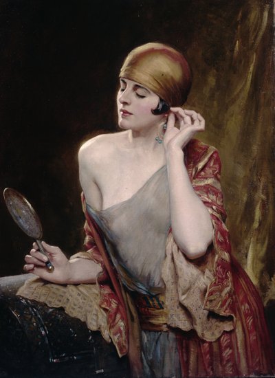Mirando en el espejo (óleo sobre lienzo) de Albert Henry Collings