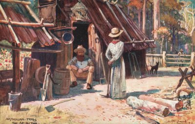 Tipos australianos: The Selector (litografía en color) de Albert Henry Fullwood