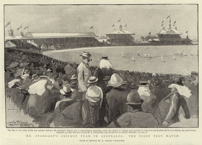 Equipo de cricket del Sr. Stoddart en Australia, el primer partido de prueba de Albert Henry Fullwood