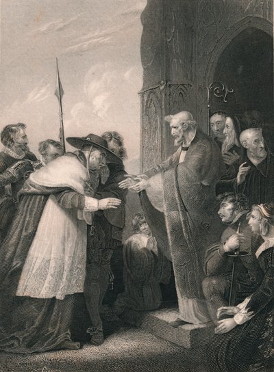 El cardenal Wolsey entrando en la Abadía de Leicester, 1530, mediados del siglo XIX de Albert Henry Payne