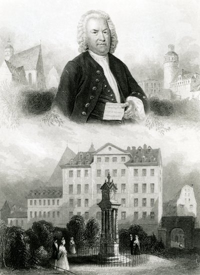 Retrato de Johann Sebastian Bach (1685-1750) y Monumento de Albert Henry Payne