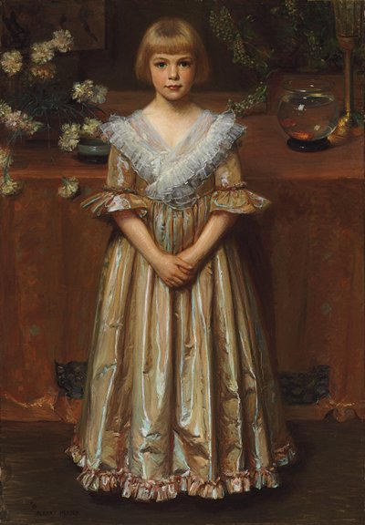 Chica con una pecera (óleo sobre lienzo) de Albert Herter
