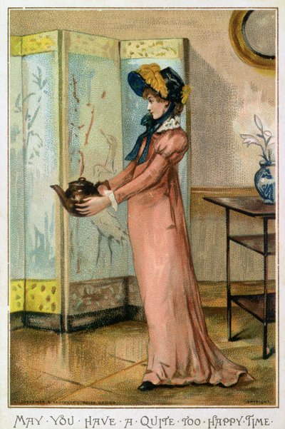 Que tengas un tiempo demasiado feliz, tarjeta de Navidad victoriana, publicada por Hildesheimer und Faulkner, Londres, c.1880 de Albert Jnr. Ludovici