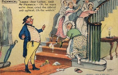 El Sr. Pickwick ofendiendo a un grupo de mujeres de Albert Jnr. Ludovici