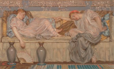 Estudio de cuentas, dos mujeres en un sofá, 1875, ca. 1875 de Albert Joseph Moore