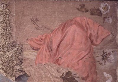 Estudio de una figura drapeada y flores de Albert Joseph Moore