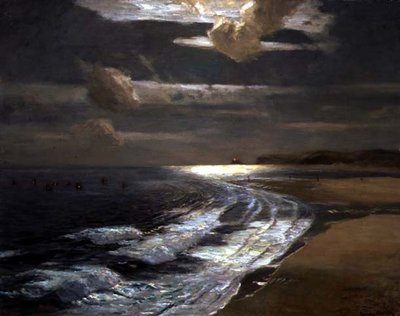 Luz de Luna Plateada, Bahía de St. Ives de Albert Julius Olsson