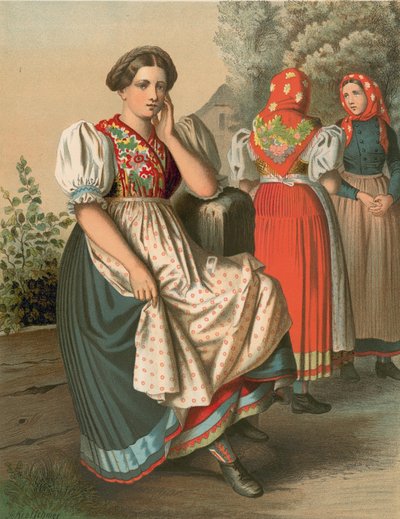 Traje alemán, Schlesien, Tzarnowany de Albert Kretschmer