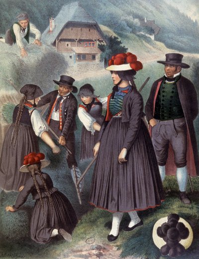 Campesinos en los alrededores de Baden, c.1860 (grabado) de Albert Kretschmer