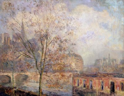 Nuestra Señora de París en otoño – Siglo XIX/XX – Impresionismo francés de Albert Lebourg