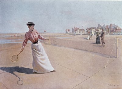 Partido de tenis amateur en la playa de Albert Lynch