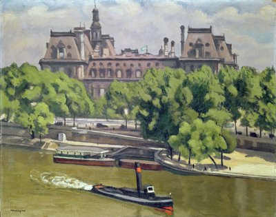 El Hotel de Ville y el Sena, París de Albert Marquet