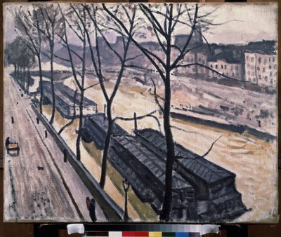 "París en invierno, quai Bourbon" (París en invierno. Quai Bourbon) Peniches en los muelles del Sena. Pintura de Pierre Albert Marquet (1875-1947) 1907 Óleo sobre lienzo. Fauvismo. Moscú. Museo Pushkin de Bellas Artes de Albert Marquet