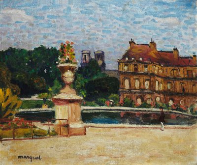 El estanque de Luxemburgo; Le Bassin du Luxembourg, c.1904 (óleo sobre lienzo extendido sobre tabla) de Albert Marquet