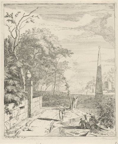 Paisaje con un obelisco Paisajes (título de la serie) de Albert Meyering