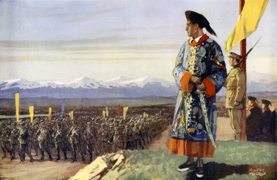 Un niño británico revisa su ejército chino de Albert Morrow
