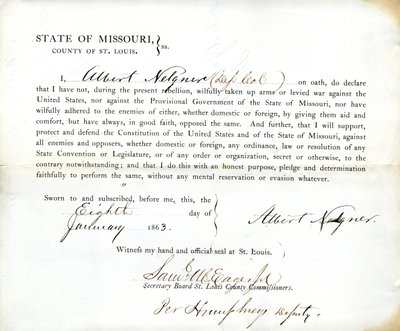 Juramento de lealtad de Albert Nelgner de Missouri, Condado de St. Louis de Albert Nelgner