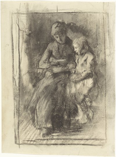 Una madre leyendo con su hija de Albert  Neuhuys
