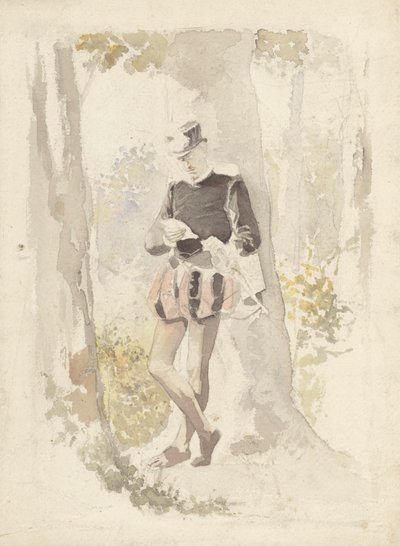 Joven de pie leyendo una carta de Albert  Neuhuys