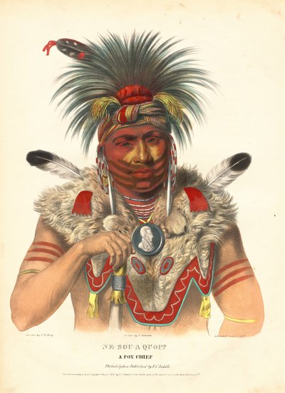 Ne-Sou-A Quoit, un jefe Fox de Albert Newsam, after Charles Bird King