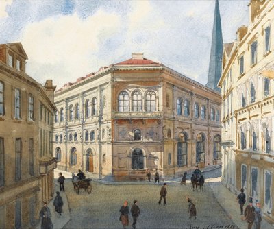 Vista de la Bolsa de Riga, Acuarela de Albert Benois - 1880 de Albert Nikolaevich Benois
