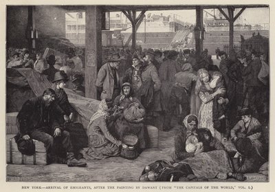 Nueva York - Llegada de Emigrantes (litografía) de Albert Pierre Dawant