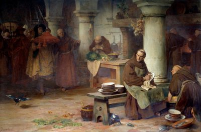 San Buenaventura (1217-1274) recibiendo la púrpura cardenalicia de Albert Pierre Dawant