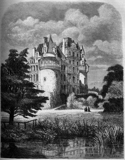 Chateau de la Loire: vista exterior del Chateau de Brissac (arquitectura renacentista) de Albert Pierre Rene Maignan