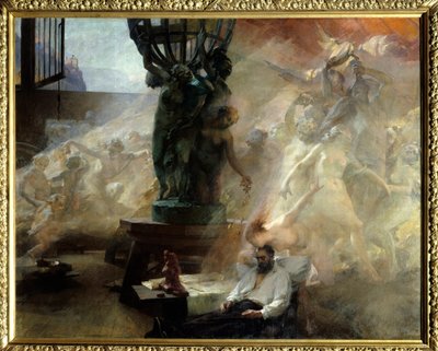 La muerte de Jean Baptiste Carpeaux (1827-1875), escultor francés. Pintura de Albert Maignan (1845-1908) de Albert Pierre Rene Maignan