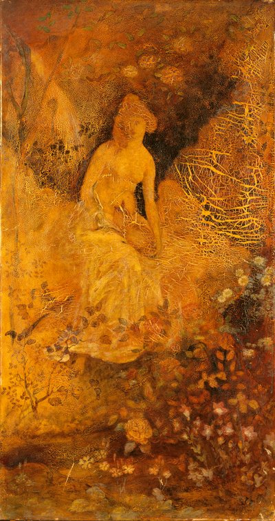 Panel para una pantalla: Mujer con ciervo de Albert Pinkham Ryder