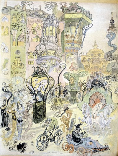Una ciudad moderna - estilo de Robida (dibujo) de Albert Robida