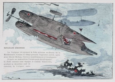 Un dirigible: el Voltigeur 39 - en “la guerra en el siglo XX” por Robida de Albert Robida