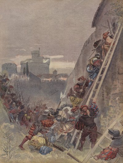 Borbón es asesinado en el asalto a Roma, el 6 de mayo de 1527 de Albert Robida