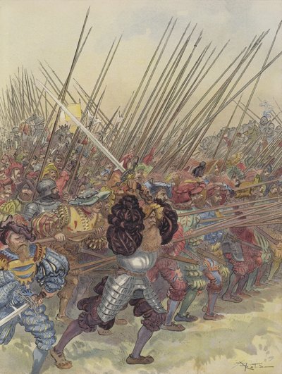 Carga de los suizos en Marignano de Albert Robida