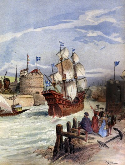 La flota de Francisco I en Le Havre de Albert Robida