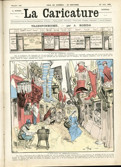Ilustración de Albert Robida (1848-1926) para la portada de La Caricature (1880) de Albert Robida