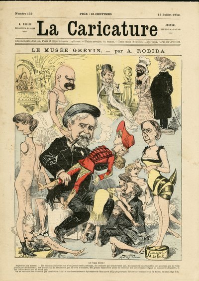 Ilustración de Albert Robida (1848-1926) para la portada de La Caricature (1880) de Albert Robida
