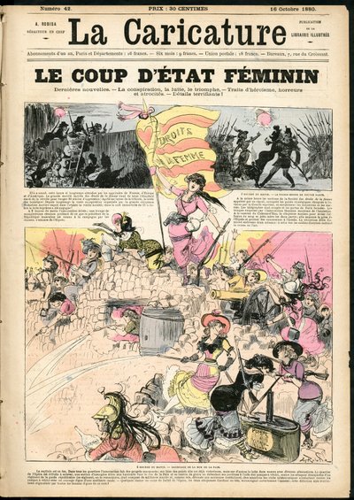 Ilustración de Albert Robida (1848-1926) para la portada de La Caricature (1880) de Albert Robida