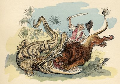 Ilustración de Albert Robida en “Historia y Aventuras del Barón de Munchausen”, H. Laurens Ed., finales del siglo XIX. de Albert Robida