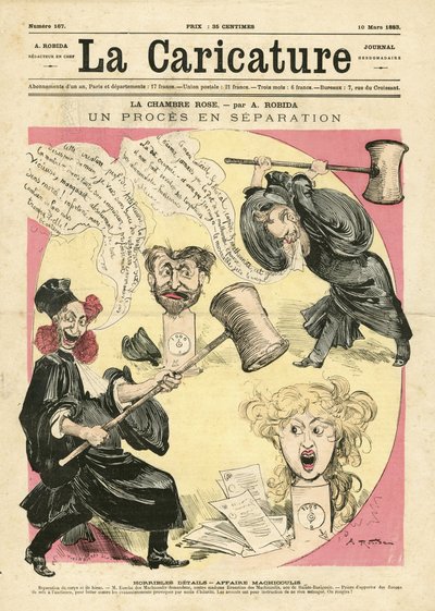 Ilustración de Albert Robida (1848-1926) para la portada de La Caricature (1880) de Albert Robida