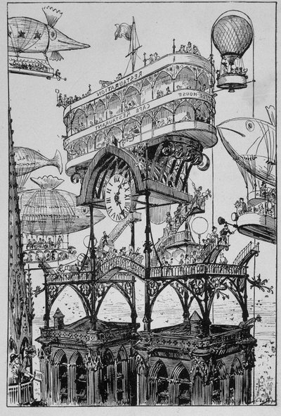 Hotel Internacional en la cima del Arco de Triunfo - en El siglo XX por Robida de Albert Robida