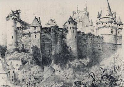 El castillo fortificado de Vitré en Ille-et-Vilaine - La vieille France - La Bretagne - texto, dibujos y litografías, por Albert Robida (1848-1926) sin fecha finales del siglo XIX de Albert Robida