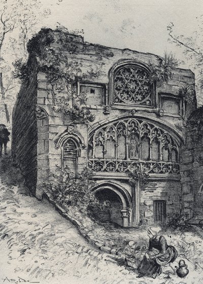 La fuente de las carmelitas en Morlaix - La vieja Francia - Bretaña - texto, dibujos y litografías, por Albert Robida (1848-1926) sin fecha finales del siglo XIX de Albert Robida