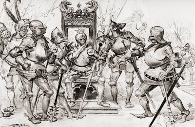 Le conseil des capitaines de Picrochole o El consejo de los capitanes de Picrochole. de Albert Robida