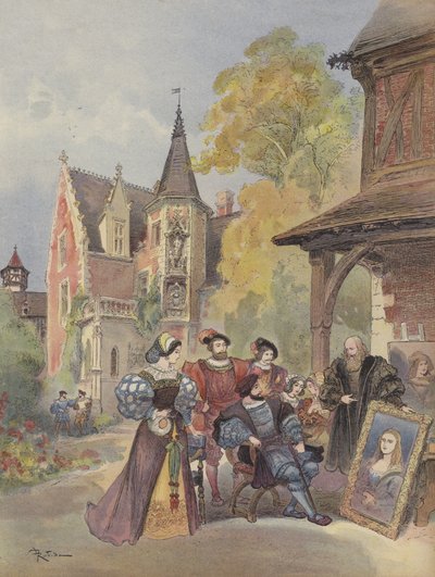 El rey comprando la Mona Lisa a Leonardo da Vinci de Albert Robida