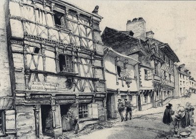 Rue Fardel en Saint Brieuc (Saint-Brieuc) - Vieja Francia - Bretaña - texto, dibujos y litografías, por Albert Robida (1848-1926) sin fecha finales del siglo XIX de Albert Robida