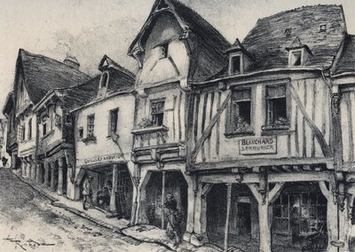 Rue Poterie en Fougeres en el departamento de Ille-et-Vilaine - La vieille France - La Bretagne - texto, dibujos y litografías, por Albert Robida (1848-1926) de Albert Robida