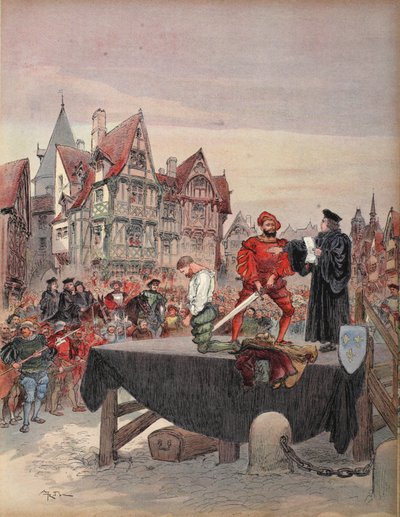 San Vallier perdonado en el cadalso, ilustración de 
