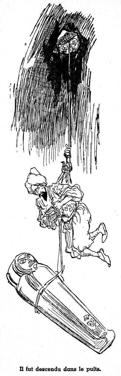 Sindbad el marino (Simbad) - cuento de las mil y una (1001) noches - ilustración de un libro de 1948 (edición Fortin, colección Wonderful Imaging of Childhood) que cuenta sus aventuras - ilustración de Albert Robida (1848 - 1926) - Cuarto viaje: Si de Albert Robida